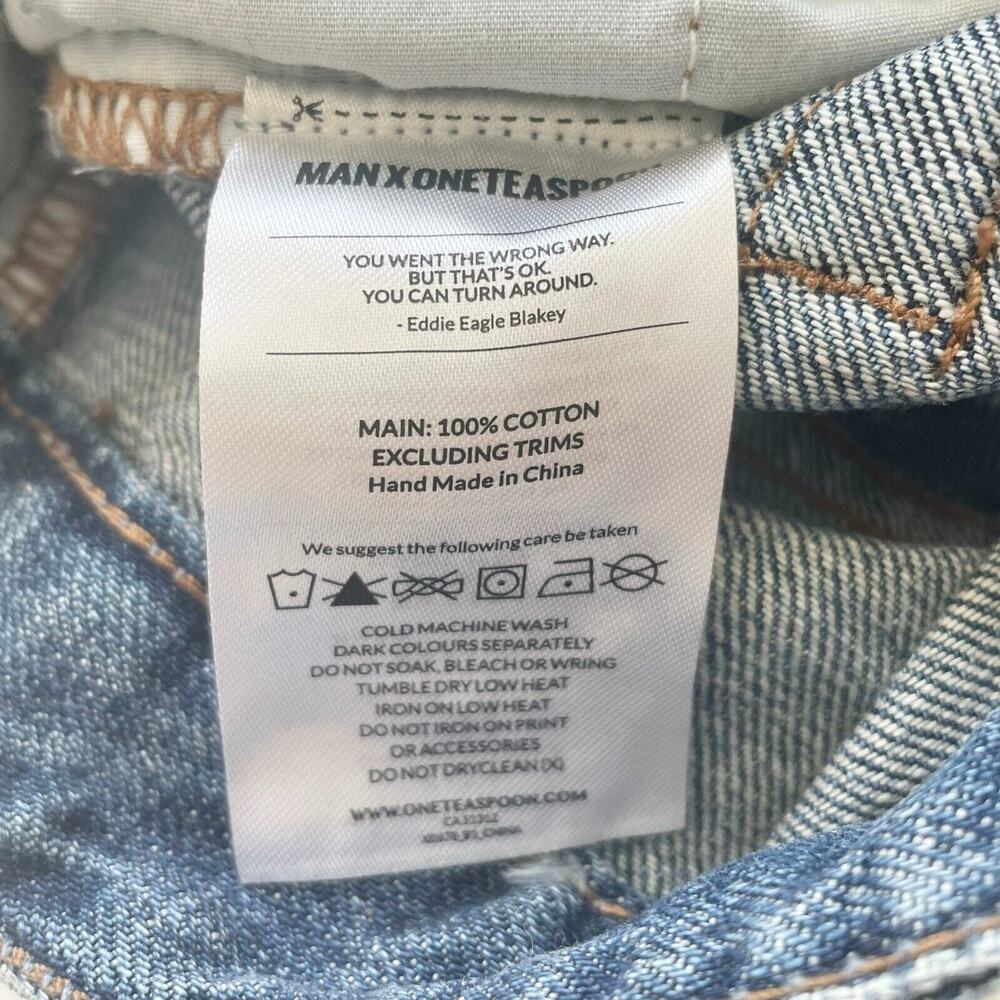MAN X ONE TEASPOON Mr. Whites Mens Relaxed Tapered Blue Suede Jeans 30R - Picture 7 of 12